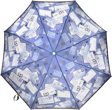 Зонт женский Fabretti, суперавтомат, 3 сложения, цвет: голубой. L-18114-2