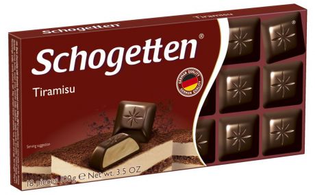 Schogetten Tiramisu темный шоколад с начинкой, 100 г