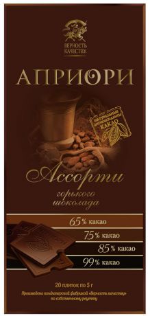 Априори горький шоколад ассорти горьких сортов, 100 г