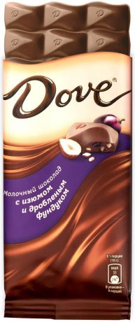 Dove молочный шоколад с фундуком и изюмом, 90 г