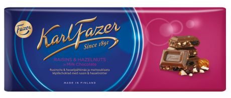 Karl Fazer Молочный шоколад с изюмом и фундуком, 200 г