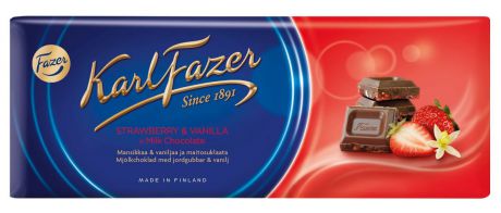 Karl Fazer Молочный шоколад с клубникой, 190 г