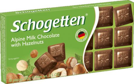 Schogetten Milk Chokolate with Hazelnuts Альпийский молочный шоколад с фундуком, 100 г
