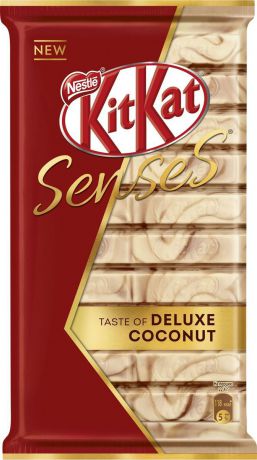 KitKat Senses Taste Deluxe Coconut шоколад белый со вкусом кокоса и молочный шоколад со вкусом миндаля с хрустящей вафлей, 112 г