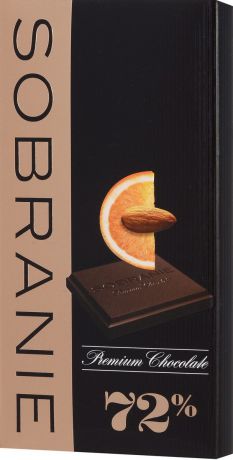 Sobranie горький шоколад с апельсином и орехами, 90 г