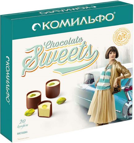 Конфеты шоколадные Комильфо "Фисташка", с двухслойной начинкой, 232 г