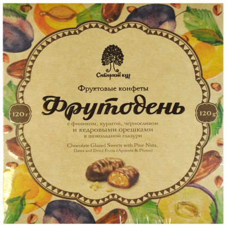 Сибирский Кедр конфеты фрутодень с кедровыми орешками в шоколадной глазури, 120 г