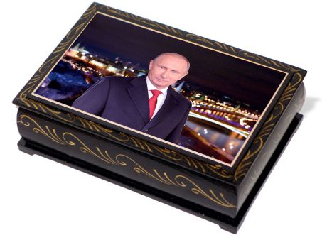 Кремлина "Путин В. В." конфеты чернослив с миндалем в шоколадной глазури шкатулка подарочная, 300 г