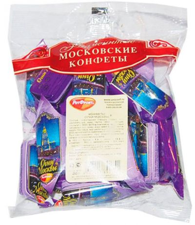 Рот-Фронт "Огни Москвы" конфеты с дробленым орехом в шоколадной глазури, 250 г