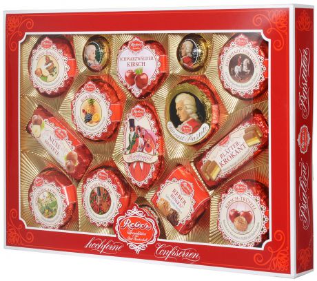 Reber Mozart подарочный набор шоколадных конфет, 525 г (коробка с окном)