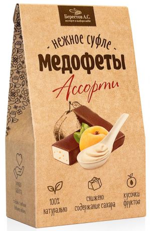Берестов Медофеты суфле "Ассорти" с йогуртом, черносливом и курагой, 150 г