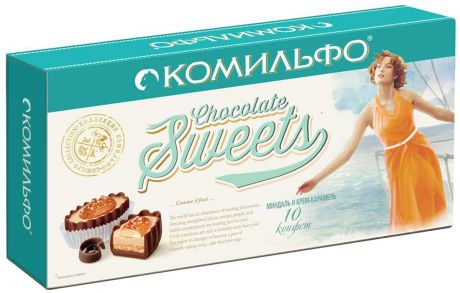 Комильфо шоколадные конфеты миндаль и крем-карамель, 116 г