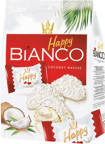 Flis Happy Bianco Red кокосовые глазированные конфеты, 140 г