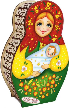 Конфеты в шкатулке Кремлина "Матрешка с лялькой" вишня в шоколадной глазури, 200 г