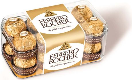 Ferrero Rocher конфеты хрустящие из молочного шоколада, покрытые измельченными орешками, с начинкой из крема и лесного ореха, 200 г