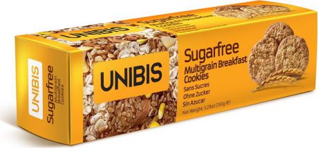 Unibis Sugar free Multigrain cookies Печенье из мульти зерновой муки без сахара, 150 г
