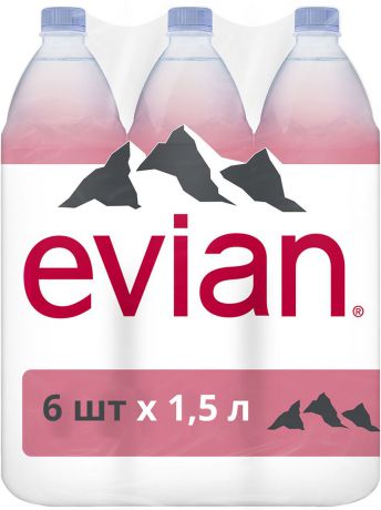 Evian вода минеральная природная столовая негазированная, 6 шт по 1,5 л