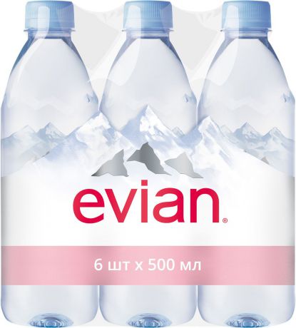 Evian вода минеральная природная столовая негазированная, 24 штук по 0,5 л