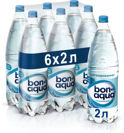 BonAqua вода чистая питьевая негазированная 6 штук по 2 л