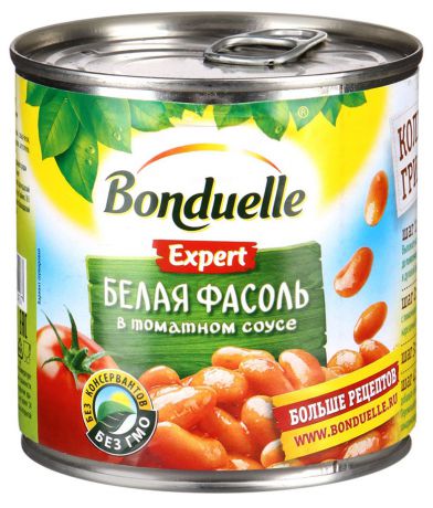 Bonduelle белая фасоль в томатном соусе, 400 г