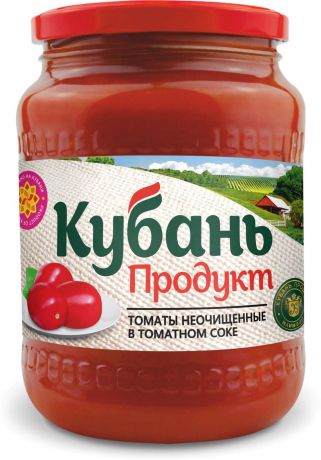 Кубань Продукт помидоры неочищенные в томатном соке, 680 г