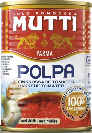 Mutti Томаты резаные кубиками в томатном соке с чесноком, 400 г