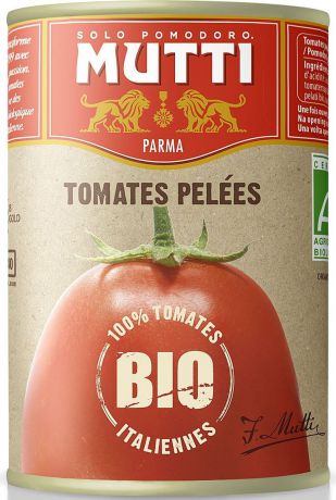 Mutti Томаты очищенные целые в томатном соке БИО, 400 г