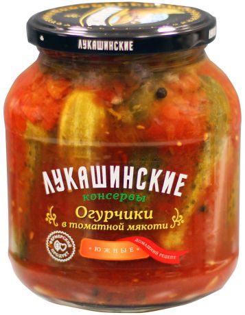 Лукашинские Огурцы в томатной мякоти южные, 670 г
