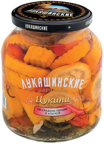 Лукашинские Цукини маринованые со сладким перцем и алычой, 670 г