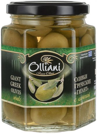 Olliani оливки гигант консервированные с косточкой, 280 мл