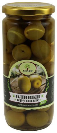 Amado зеленые оливки с косточкой, крупные, 500 г