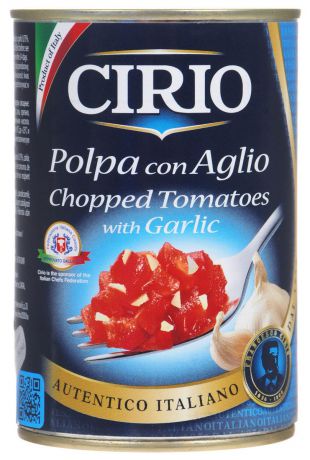 Cirio Chopped Tomatoes With Garlic томаты очищенные резаные с чесноком, 400 г