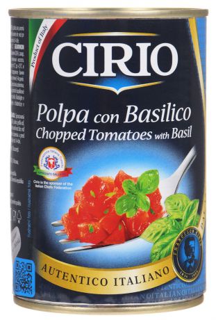 Cirio Chopped Tomatoes With Basil томаты резаные очищенные с базиликом, 400 г