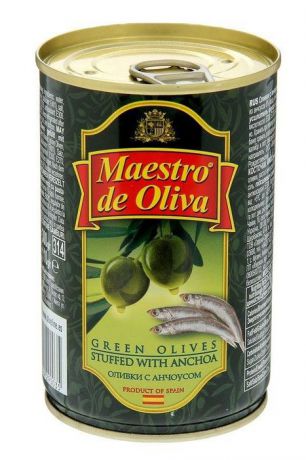 Maestro de Oliva оливки крупные с анчоусом, 350 г