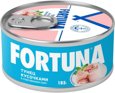 Fortuna тунец кусочками в собственном соку, 185 г