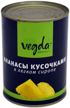 Vegda ананасы кусочками в сиропе Таиланд, 580 мл