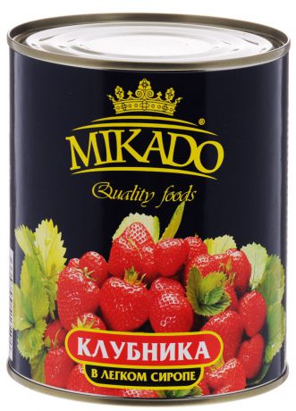 Mikado клубника в легком сиропе, 850 мл