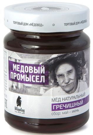 Медовед Медовый промысел мед пчелиный натуральный гречишный, 350 г