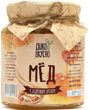Дико Вкусно Мед натуральный с кедровым орехом, 250 г