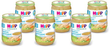 Hipp Мой первый супчик крем-суп овощной с индейкой и лапшой, с 8 месяцев, 6 шт по 190 г