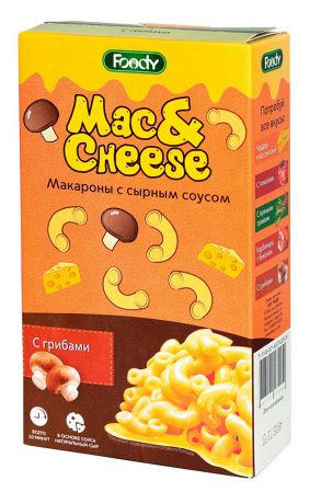 Foody Mac&Cheese с грибами макароны с сырным соусом, 143 г