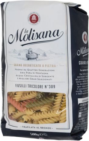 La Molisana Fusilli Tricolore макаронные изделия с добавлением томатов и шпината, 500 г