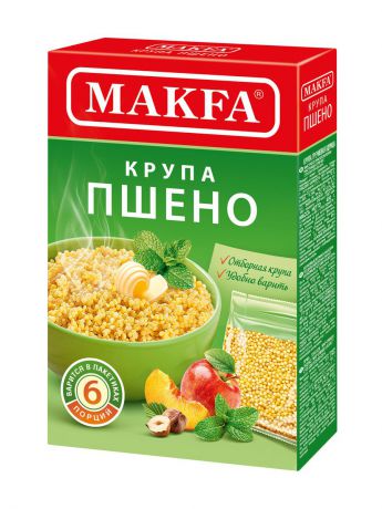 Makfa пшено шлифованное в пакетах для варки, 8 шт по 66,5 г