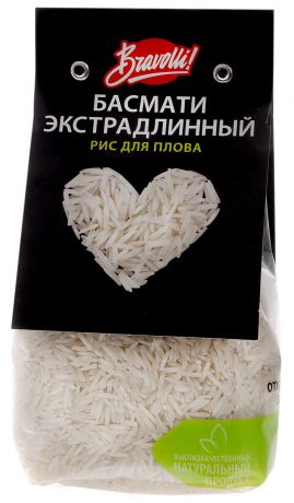 Bravolli Басмати экстрадлинный рис для плова, 350 г