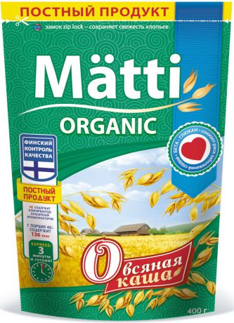 Matti Organic овсяные хлопья, 400 г