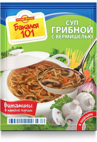Русский продукт Суп грибной с вермишелью, 25 шт 60 г