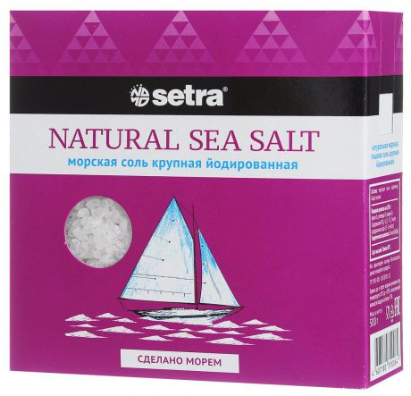 Setra соль морская крупная йодированная, 500 г