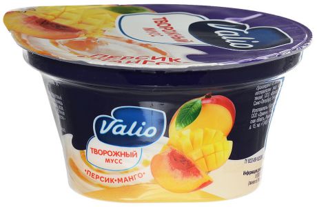 Valio Мусс творожный с персиком и манго, 4%, 110 г