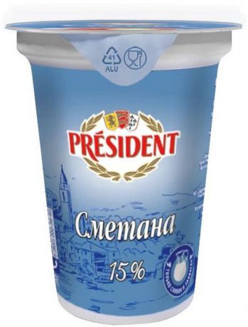 President Сметана 15%, 350 г