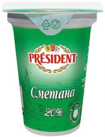 President Сметана 20%, 350 г